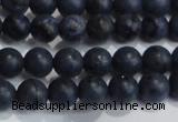 CDU201 15.5 inches 6mm round matte blue dumortierite beads