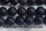 CDU203 15.5 inches 10mm round matte blue dumortierite beads