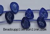 CDU219 Top drilled 8*12mm faceted flat teardrop blue dumortierite beads