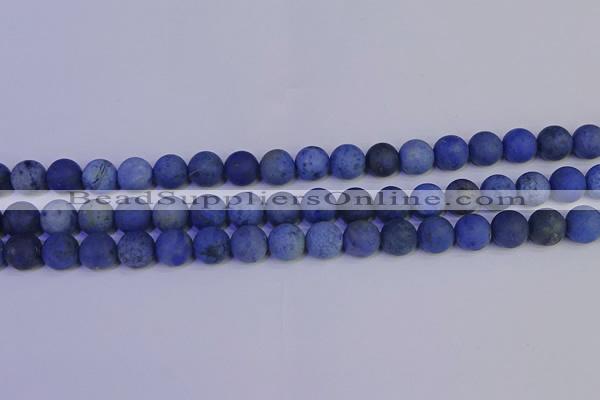 CDU303 15.5 inches 10mm round matte blue dumortierite beads