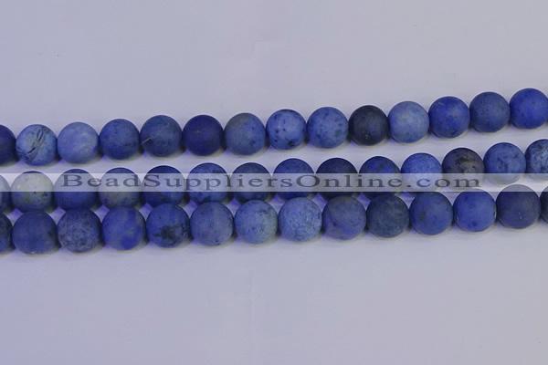 CDU305 15.5 inches 14mm round matte blue dumortierite beads