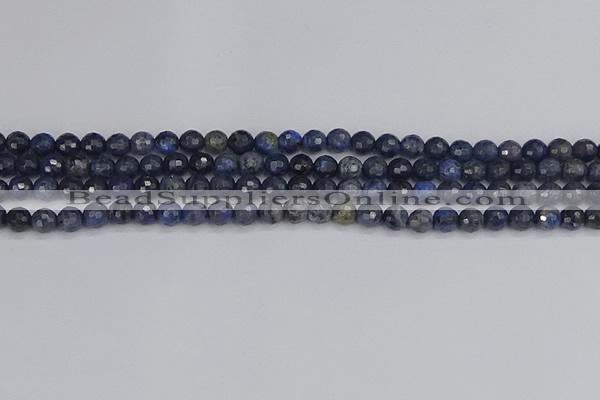 CDU315 15.5 inches 4mm faceted round blue dumortierite beads