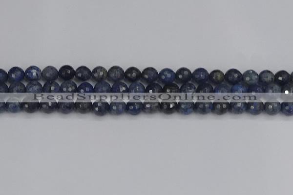 CDU317 15.5 inches 8mm faceted round blue dumortierite beads