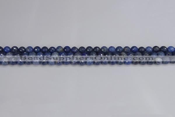 CDU322 15.5 inches 4mm faceted round blue dumortierite beads