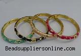 CEB106 7mm width gold plated alloy with enamel bangles wholesale