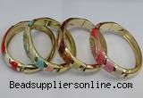 CEB123 16mm width gold plated alloy with enamel bangles wholesale