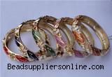 CEB16 5pcs 13.5mm width gold plated alloy with rhinestone & enamel bangles