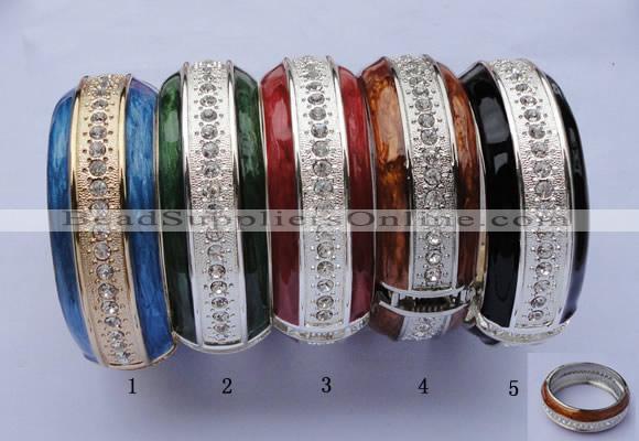 CEB17 5pcs 24.5mm width silver plated alloy with rhinestone & enamel bangle