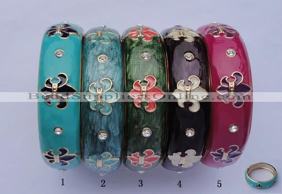 CEB19 5pcs 18mm width gold plated alloy with rhinestone & enamel bangles