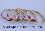 CEB28 5pcs 7mm width gold plated alloy with enamel bangles