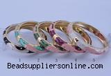 CEB32 5pcs 10mm width gold plated alloy with enamel bangles