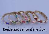 CEB34 5pcs 12mm width gold plated alloy with enamel rhinestone & bangles