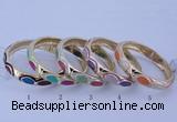 CEB36 5pcs 12mm width gold plated alloy with enamel rhinestone & bangles