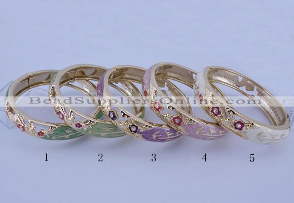 CEB38 5pcs 14mm width gold plated alloy with enamel rhinestone & bangles