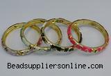 CEB51 7mm width gold plated alloy with enamel bangles wholesale