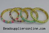 CEB54 7mm width gold plated alloy with enamel bangles wholesale