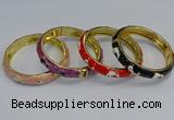 CEB63 9mm width gold plated alloy with enamel bangles wholesale