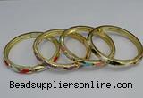 CEB72 6mm width gold plated alloy with enamel bangles wholesale