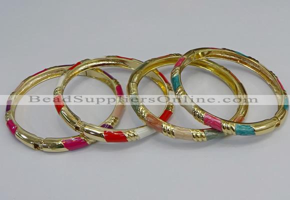 CEB73 6mm width gold plated alloy with enamel bangles wholesale