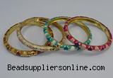 CEB86 7mm width gold plated alloy with enamel bangles wholesale