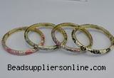 CEB96 6mm width gold plated alloy with enamel bangles wholesale