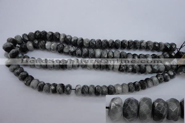 CEE69 15.5 inches 8*12mm faceted rondelle eagle eye jasper beads