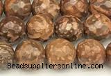 CEJ310 15 inches 6mm faceted round elephant skin jasper beads