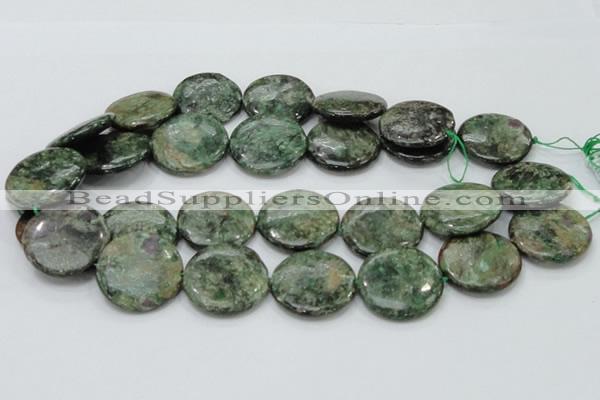 CEM04 15.5 inches 30mm flat round emerald gemstone beads wholesale