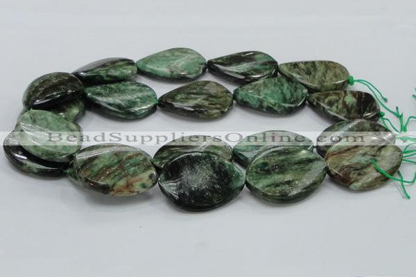 CEM30 15.5 inches 30*40mm twisted teardrop emerald gemstone beads