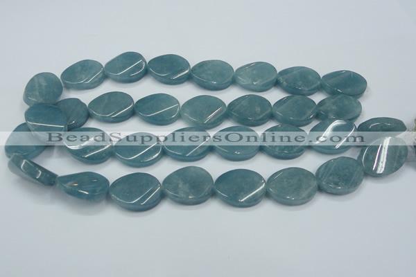 CEQ126 15.5 inches 18*25mm twisted oval blue sponge quartz beads