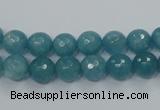 CEQ14 15.5 inches 8mm faceted round blue sponge quartz beads