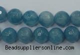 CEQ15 15.5 inches 10mm faceted round blue sponge quartz beads