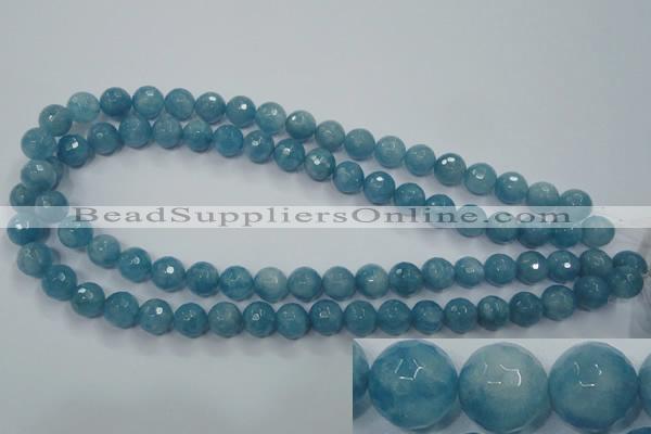 CEQ15 15.5 inches 10mm faceted round blue sponge quartz beads