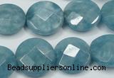 CEQ185 15.5 inches 18mm faceted coin blue sponge quartz beads