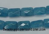 CEQ231 15.5 inches 10*14mm faceted rectangle blue sponge quartz beads