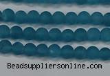 CEQ265 15.5 inches 4mm round matte blue sponge quartz beads