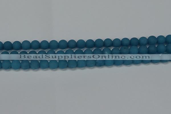 CEQ267 15.5 inches 8mm round matte blue sponge quartz beads