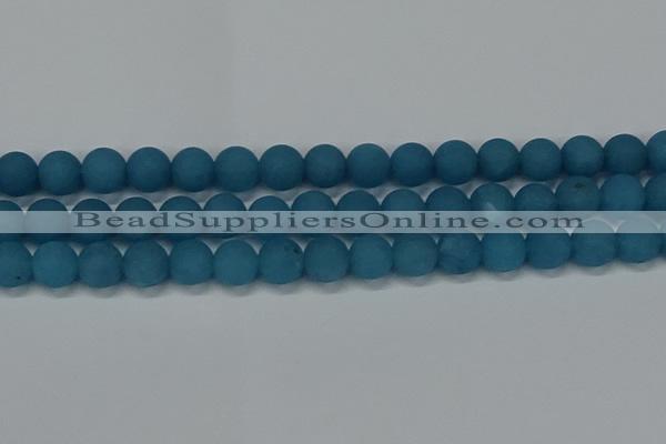 CEQ269 15.5 inches 12mm round matte blue sponge quartz beads