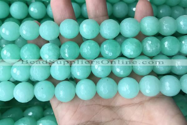 CEQ314 15.5 inches 12mm faceted round green sponge quartz beads