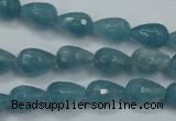 CEQ50 15.5 inches 8*12mm faceted teardrop blue sponge quartz beads