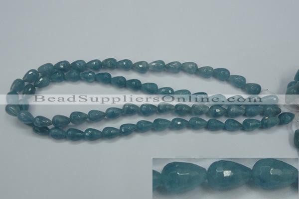 CEQ50 15.5 inches 8*12mm faceted teardrop blue sponge quartz beads