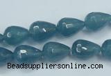 CEQ51 15.5 inches 10*14mm faceted teardrop blue sponge quartz beads