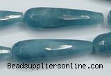 CEQ56 15.5 inches 12*40mm faceted teardrop blue sponge quartz beads