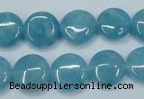 CEQ94 15.5 inches 14mm flat round blue sponge quartz beads