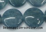 CEQ98 15.5 inches 25mm flat round blue sponge quartz beads