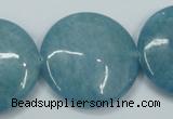 CEQ99 15.5 inches 30mm flat round blue sponge quartz beads