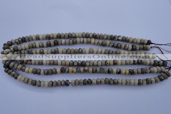 CFA209 15.5 inches 5*8mm faceted rondelle chrysanthemum agate beads