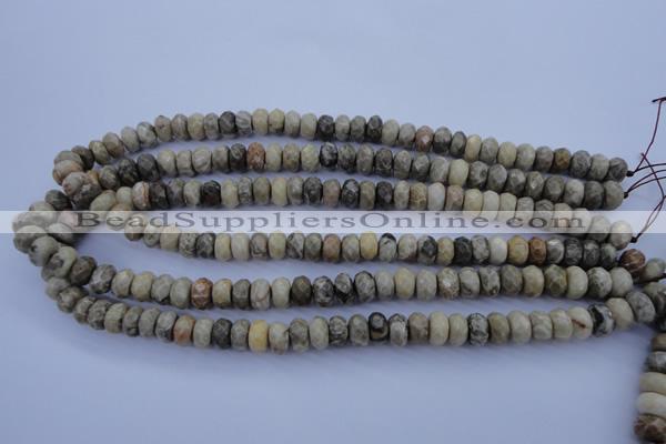 CFA210 15.5 inches 6*10mm faceted rondelle chrysanthemum agate beads