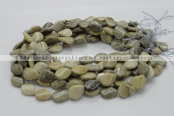 CFA23 15.5 inches 15*20mm twisted teardrop chrysanthemum agate beads