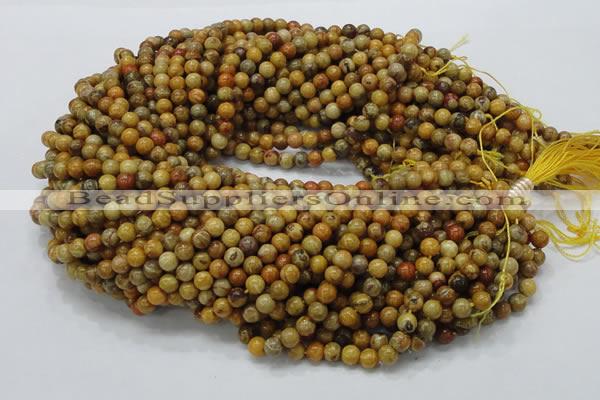 CFA31 15.5 inches 6mm round yellow chrysanthemum agate beads